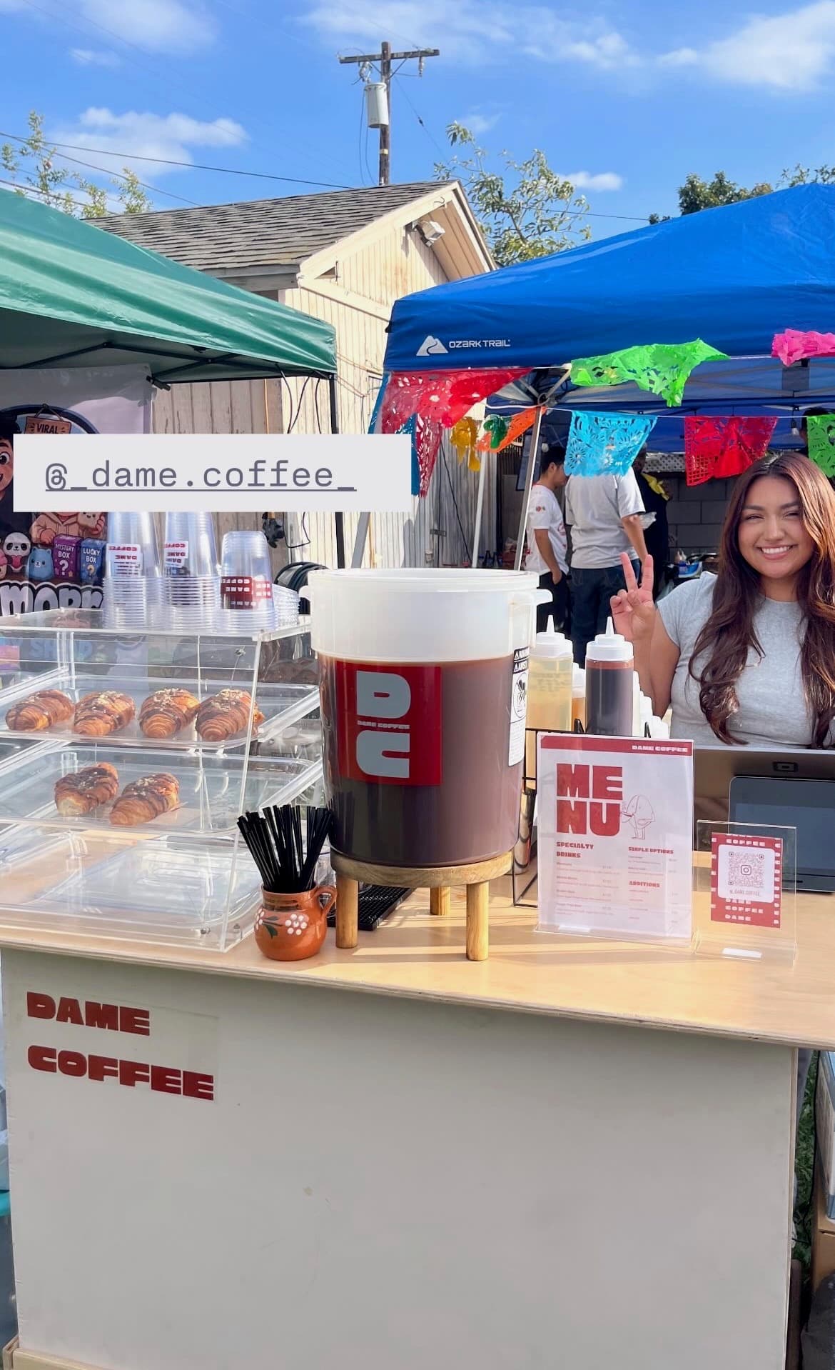 The Dame Coffee cart at a community market